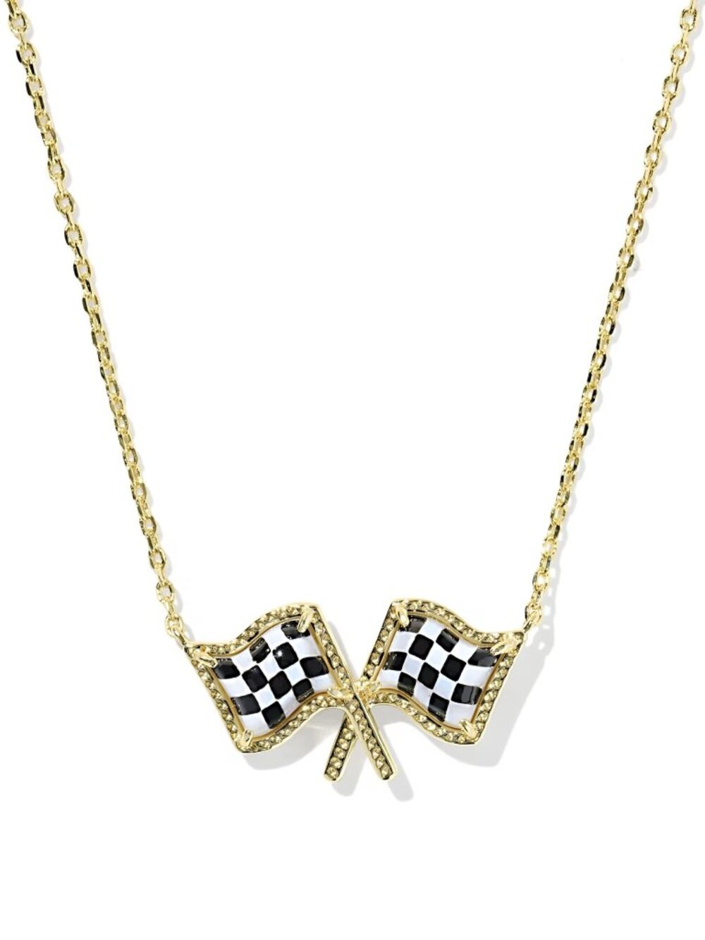 Kendra Scott x Checkered Flag Gold Short Pendant Necklace